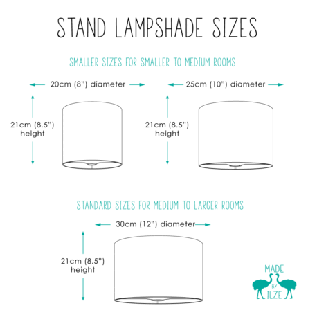 Stand Lampshade sizes - Made by Ilze