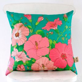Hibiscus handmade cushion