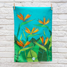 Strelitzia bird of paradise tea towel