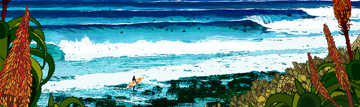 Jeffreys Bay Supertubes surf art detail - Made by Ilze